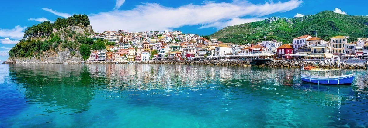 Asaya-Hills-Villas-Parga-Greece-Beautiful-Coastal-Town-Parga-Holidays Long shot from the colorful coastal city of Parga and the crystal clear see at the port.